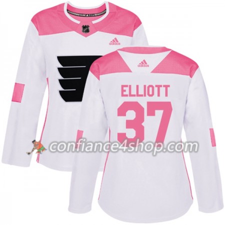 Adidas Maillot de Hockey Philadelphia Flyers Brian Elliott 37 2017-2018 Blanc Rose Fashion Authentic - Femme